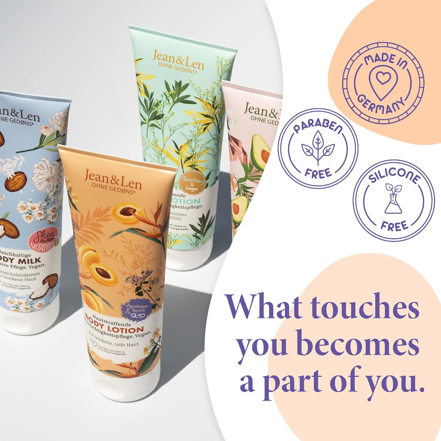 Jean & Len Skin Firming Body Lotion Apricot Kernel Oil & Q10, for Dry & Mature Skin, Gives Smooth Skin with Regular Use, Parabens & Silicones, Vegan Body Lotion, 250 Ml image number 4