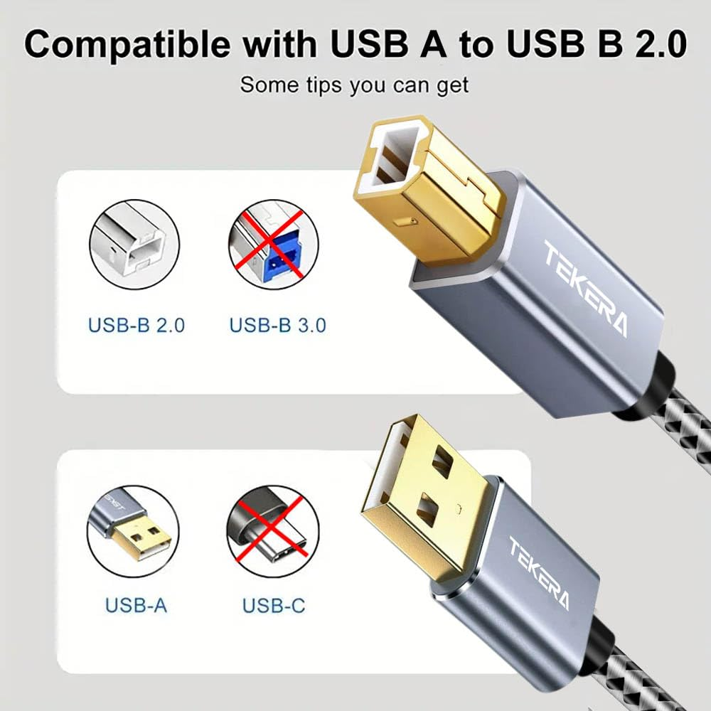 USB Printer Cable, 5 Metres Scanner Cable USB Printer Cord Type a to Type B Durable USB 2.0 Scanner Cord,Usb0400 image number 1