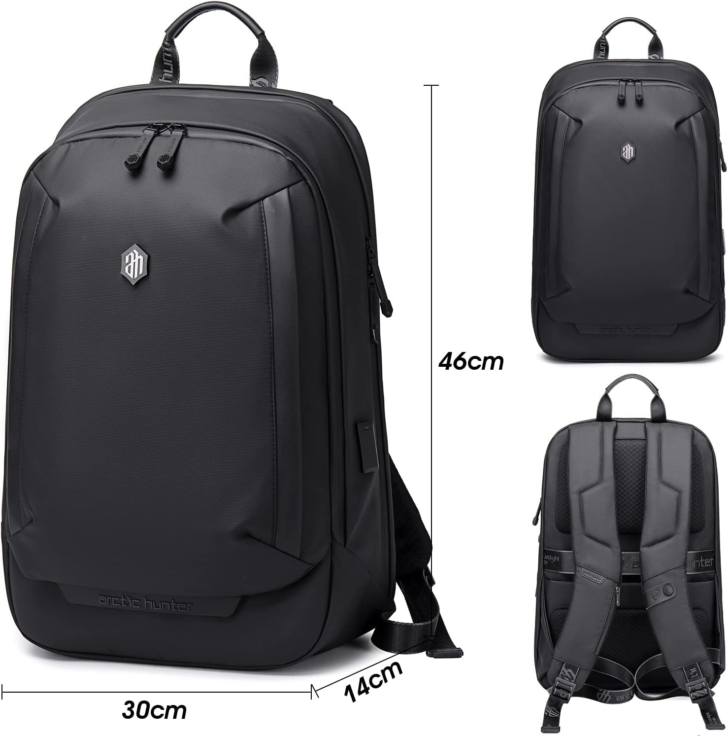 ARCTIC HUNTER Laptop Backpack for Men 15.6", Waterproof Travel Bag with USB Charging Port, Work & School Backpack with Multiple Compartments, Padded Back, for Business, Outdoor & Commute &ndash; B00443 image number 3
