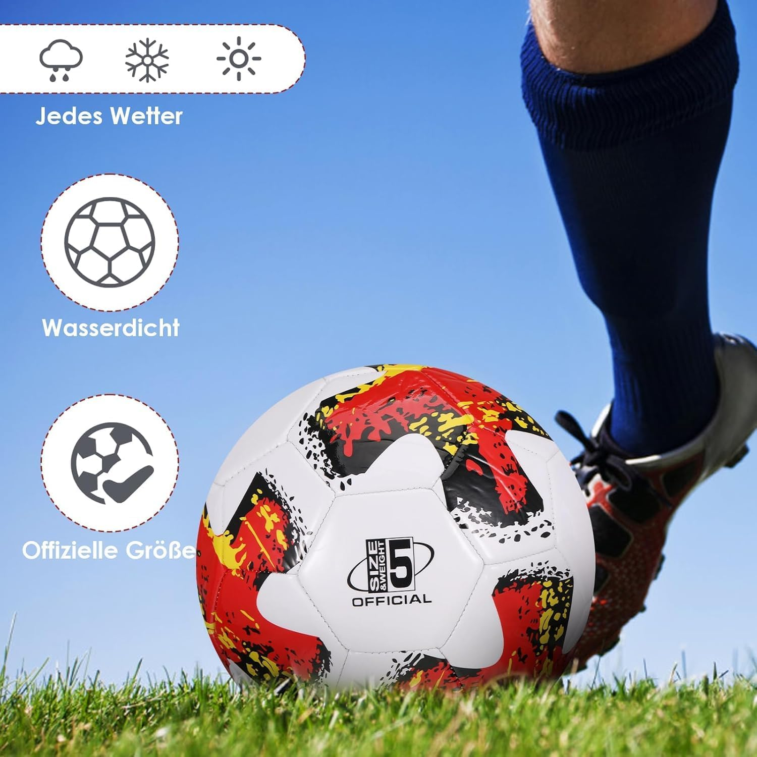 Soccer Ball Size 5, Soccer Ball Unisex, Adult Soccer Ball, Official Size 5 Soccer Ball, Soccer Ball Size 5 for Youth and Adult Games Training Ball, Players Game, Back to School Gift image number 6