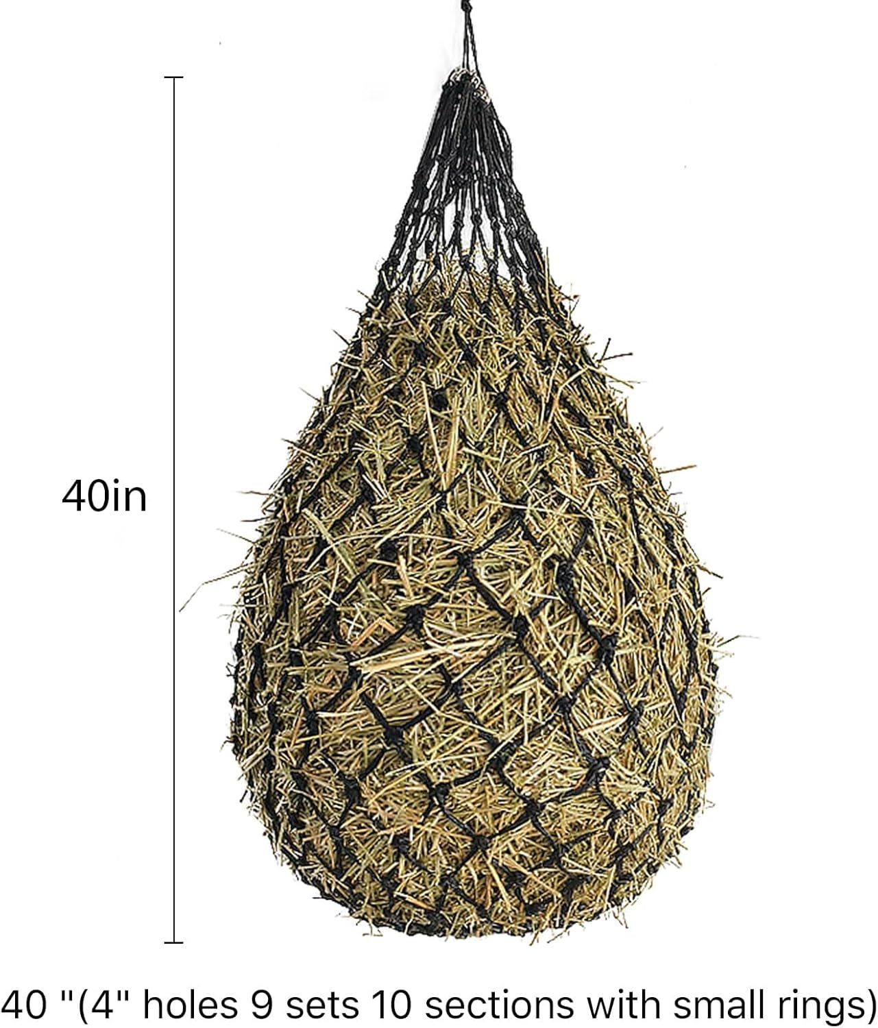 2PCS Hay Bags - 40" Ultra-Slow Feed Hay Net Bag Heavy-Duty Nylon & PE with 4" Holes for Horses, Goats, Sheep, Alpacas - Regulate Hay Intake, Improve Digestion, Hanging Stable Feeder image number 5