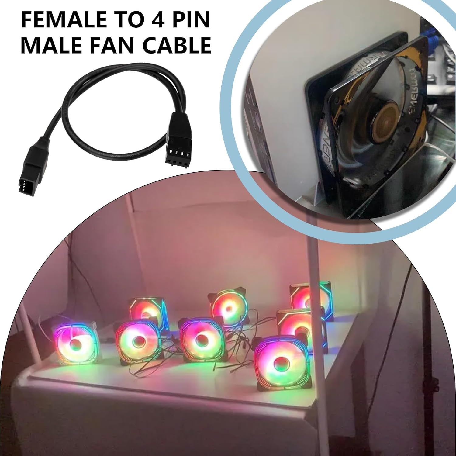 Emagtech 4PCS Fan Extension Cable 4-Pin Female to 4-Pin Male 24AWG PWM Chassis Fan Cable 12V Power Supply Adapter for PWM Case Fans CPU Fans 35Cm