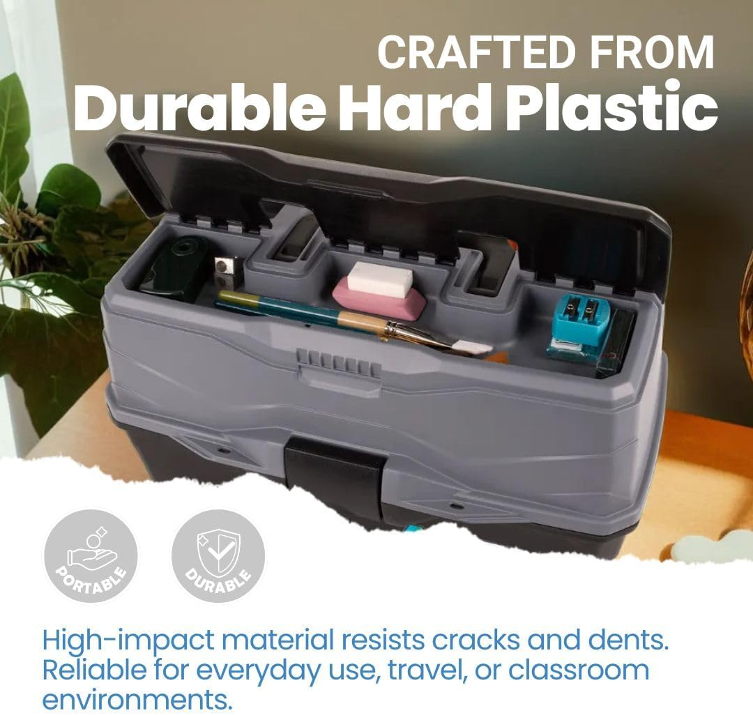 Artbin 6893AG One Tray Art Supply Box, Large, Gray, Small/Tall image number 3