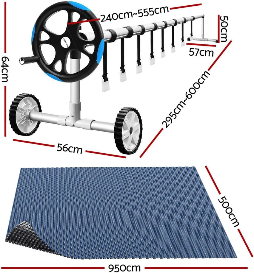 Aquabuddy Pool Cover 600 Micron Solar Heat Blanket 9.5X5M W/ 5.55M Blue Roller image number 1