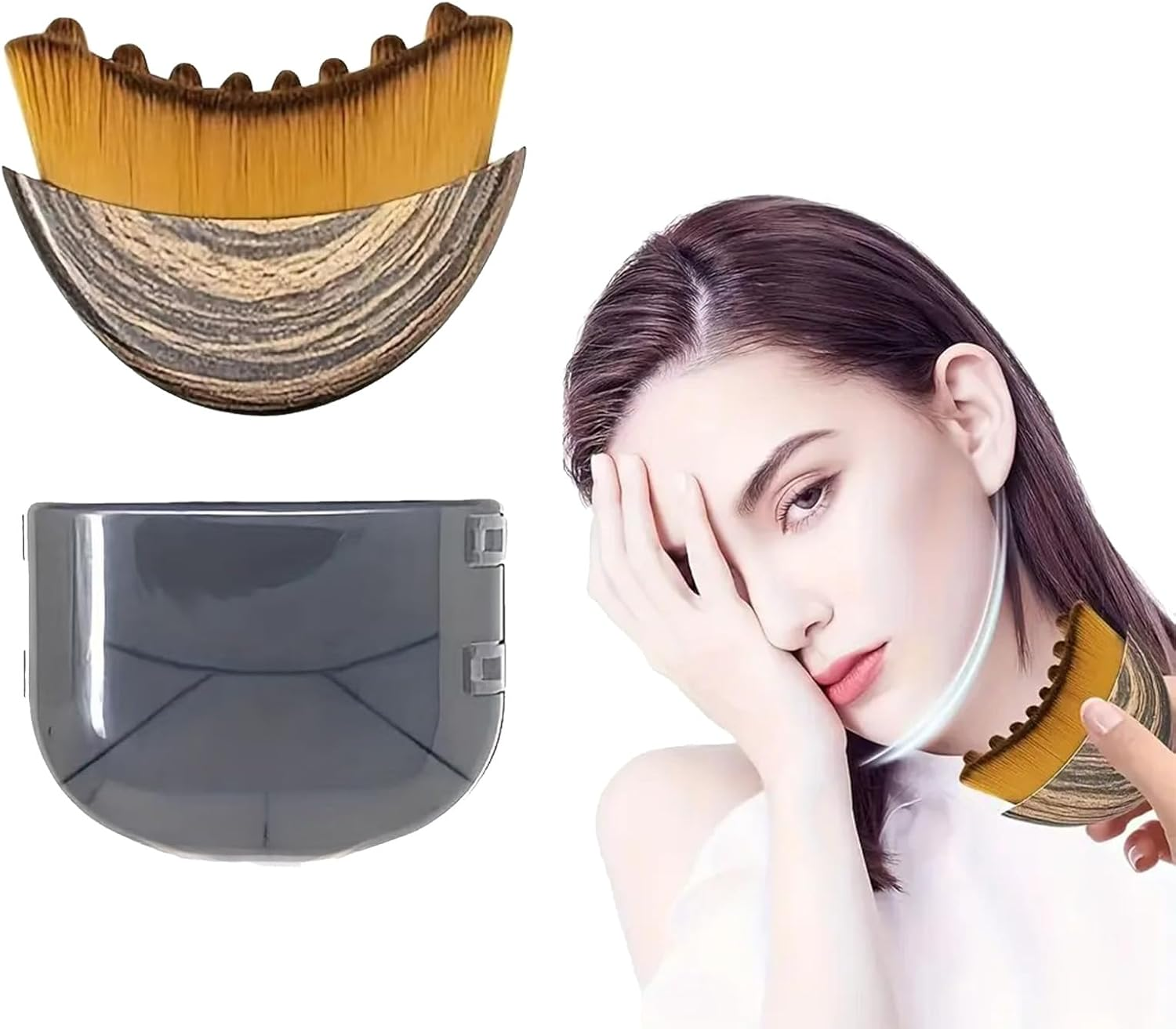 JANGJANG Dry Brushing Face Brush, Lymphatic Face Brush for Facial Massage, Ergonomic Contoured Brush to Stimulate Lymph Flow, Reduce Puffiness, Relieve Tired Muscles, Suitable for All Skin Types