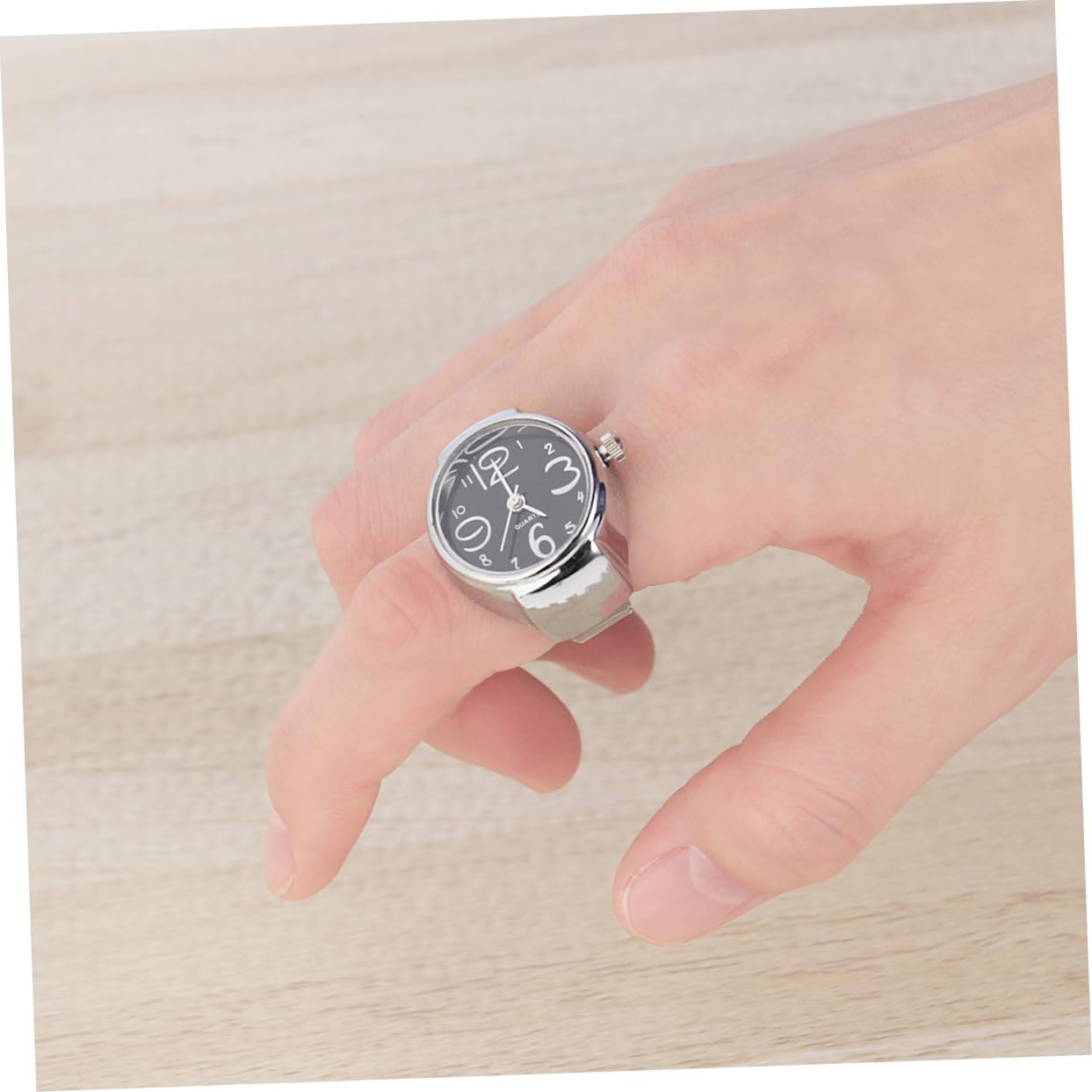 ULDIGI Ring Watch for Women Men Big Numbers Quartz Analog Watch Stylish Boys and Girls Friends image number 6