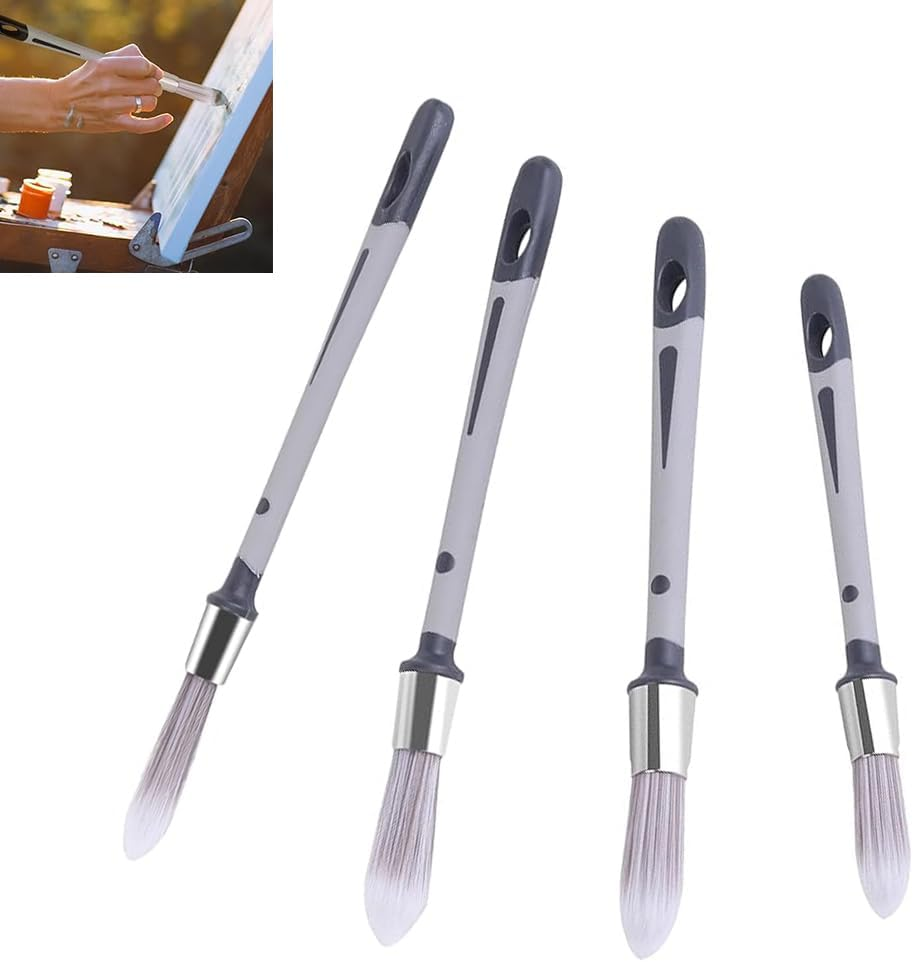 Paint Detail Brushes, 4-Piece Set, round Trim Brushes for Small Repairs and Art image number 5