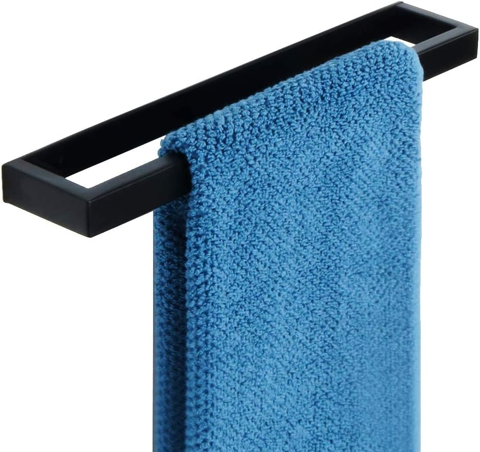 SAYAYO Towel Bar for Bathroom Black, 12 Inch Hand Towel Holder Self Adhesive Towel Rack Sticky Stainless Steel Wall Mounted, No Drill image number 5