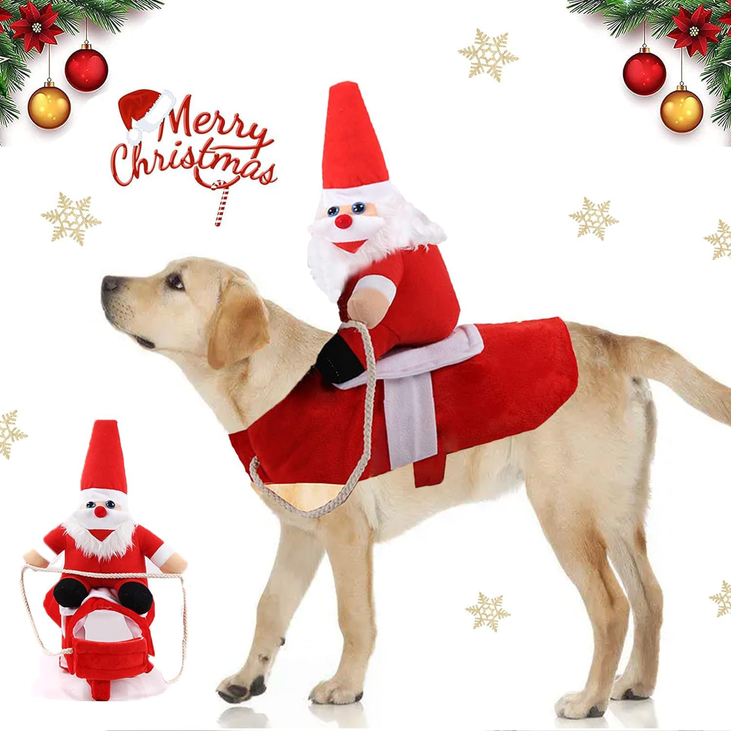 Dog Christmas Costume, Pet Dog Cat Christmas Clothes, Dog Santa Costume, Christmas Pet Clothes, Pet Clothes for Christmas, Party, Birthday (L) image number 5