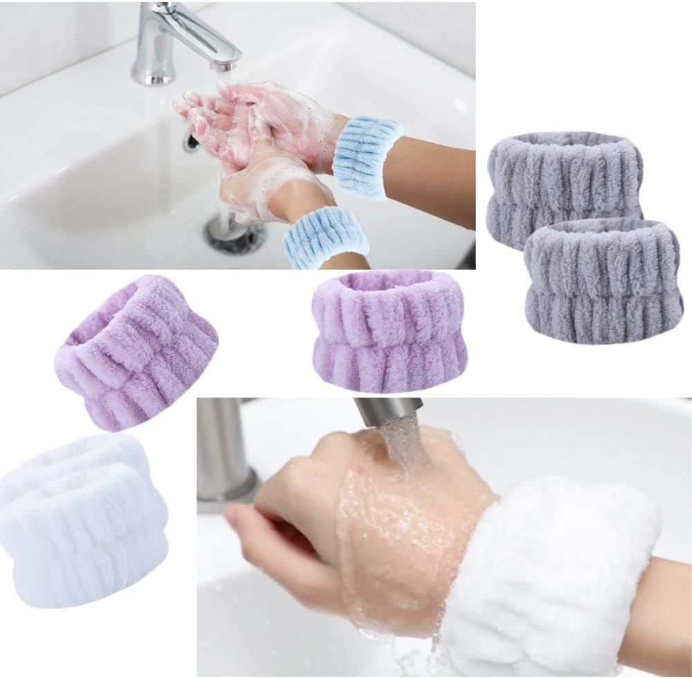 10 Pcs Face Washing Wristbands - Microfiber Spa Washband Towel for Women Girls - Absorbent Sweatband