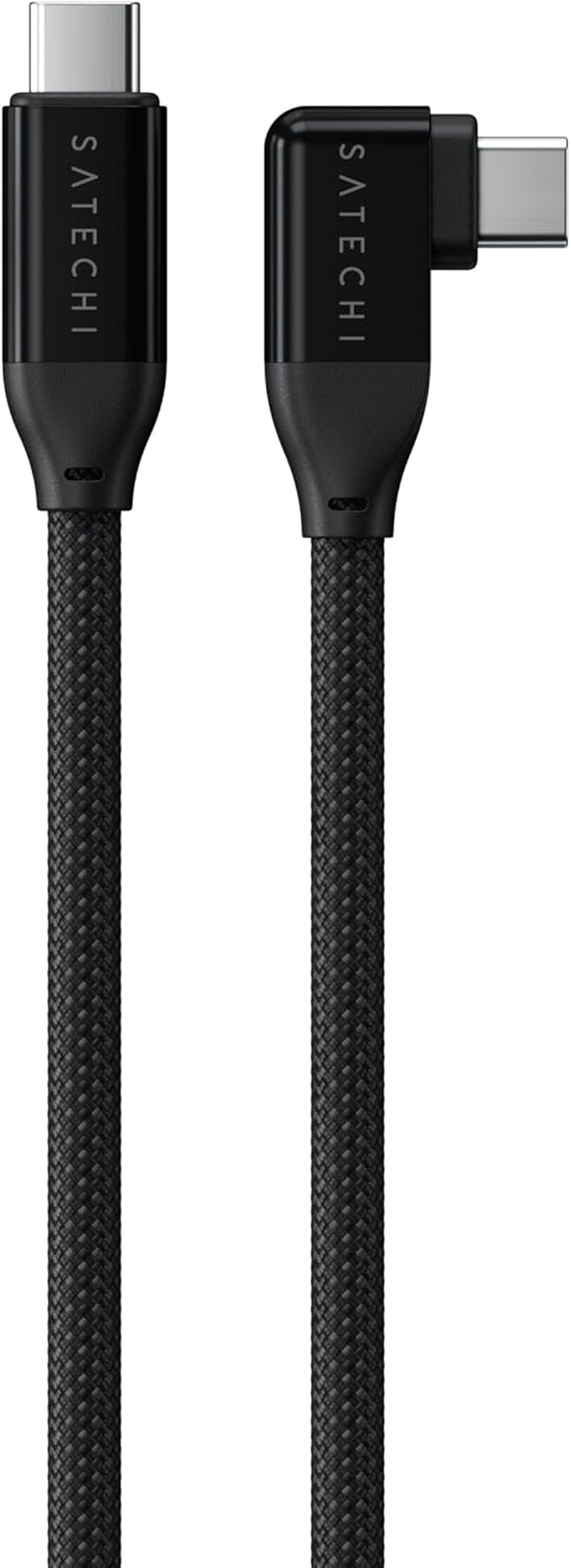 Satechi Right Angle USB-C to USB-C Cable, 90 Degrees, 240W PD, 20Gbps Transfer Speed, 4K/60Hz Video Output, 1M/3.3Ft Length, Braided, for Iphone 16, Macbook, Ipad, Galaxy S25, Laptops and More, Black