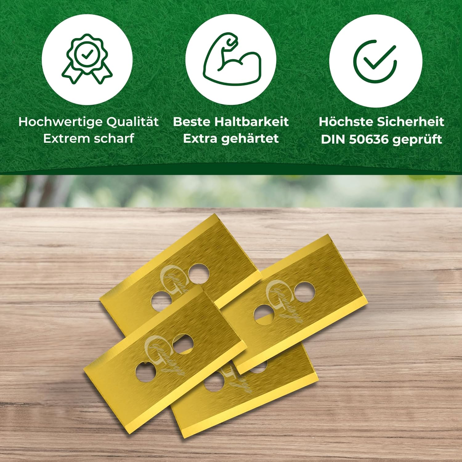 G Greengrass Tools Titanium Blade Compatible with Mammotion Luba and Compatible with Yuka Robotic Lawnmower Replacement Blades - Longlife - Double Hole - Shatterproof [DIN EN 50636 Tested], Piece: 24, image number 2