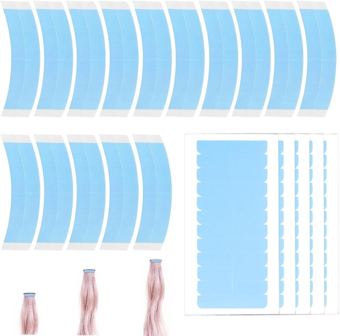 RTRTGS Pack of 20 Replacement Tapes for Tape-In Hair Extensions, High Adhesion, Hair Tape for Hair Extensions, Hair Weft (Transparent) image number 2
