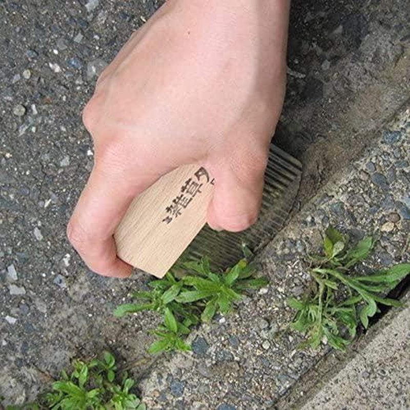 Nisaku NJP2500 Zassou Tawashi Crevice and Sidewalk Crack Weeder, Japanese Stainless Steel 3.25-Inch Blade, 3.25-Inch Wood Handle, Stainless Steel/Wood Handle image number 1
