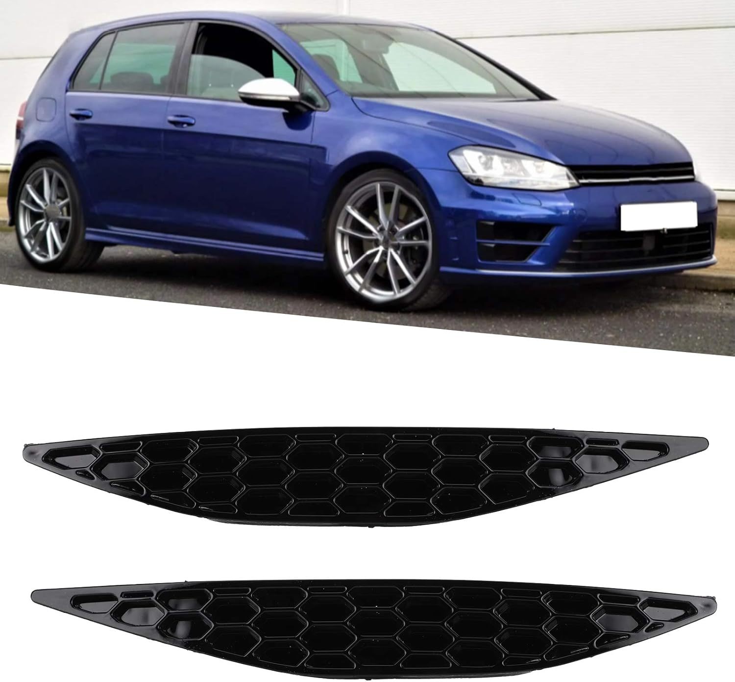 Mk7 Accessories,2016 Reflectors,Auto Bumper Reflector,2Pcs Gloss Black Rear Bumper Reflector Honey Comb Set Fit for MK7 2013-2016 Mk7Rear Reflectors image number 3