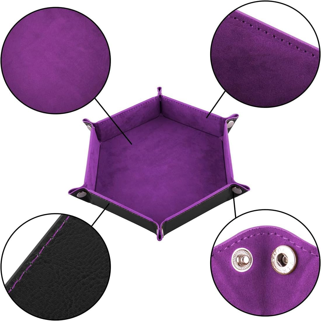 4 Pieces Dice Tray Set, Foldable Dice Rolling Tray PU Leather Dice Holder Dice Tray, Non-Scratch Dice Organizer Case for Dice Games like RPG, DND and Other Table Games image number 1