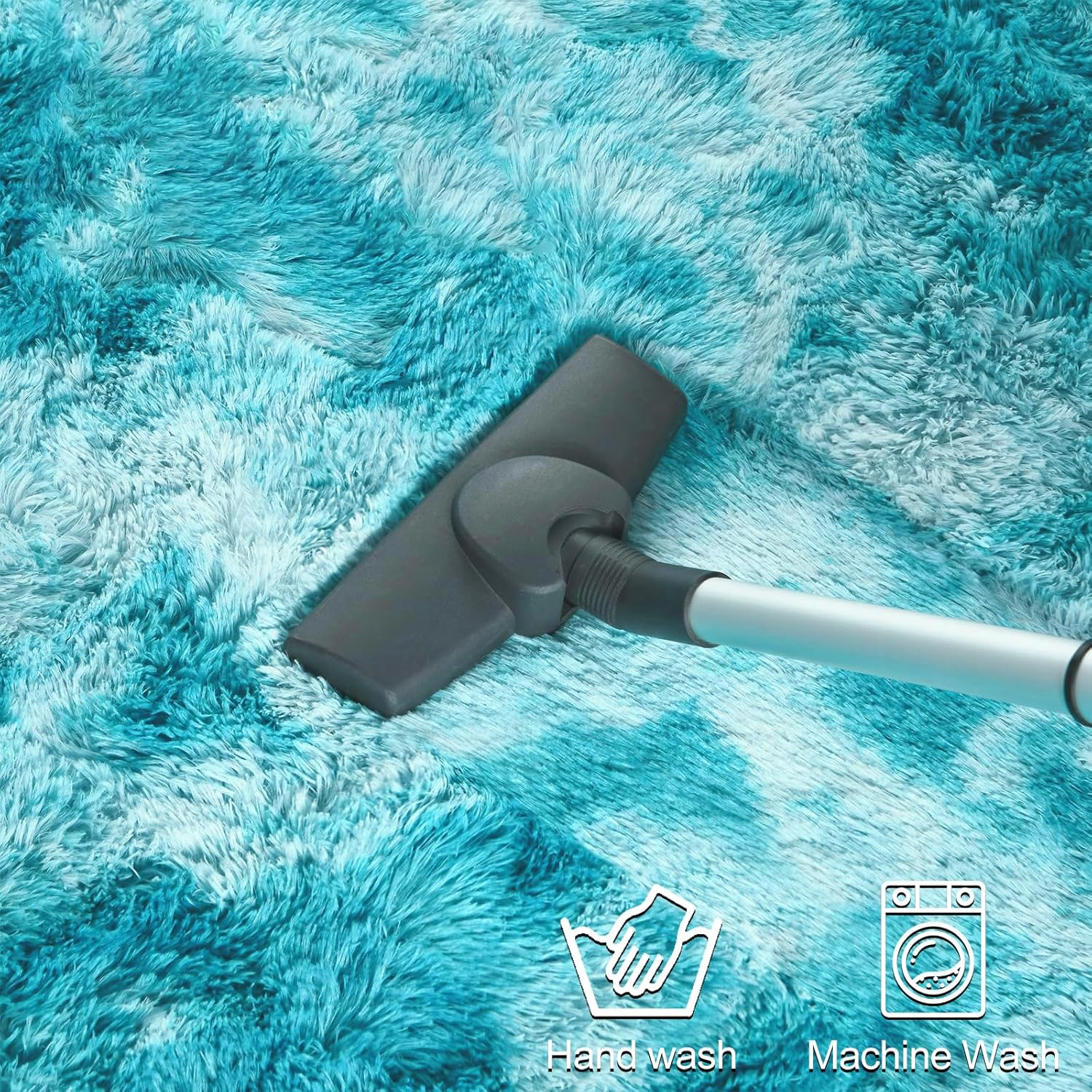 Fluffy Rainbow Rugs for Girls Bedroom, Shag Colorful Rectangle Area Rug for Living Room, Soft Fuzzy Anti-Slip Carpets for Child, Cute Kids Playmats for Home Decor (Blue, 100 * 160Cm) image number 2