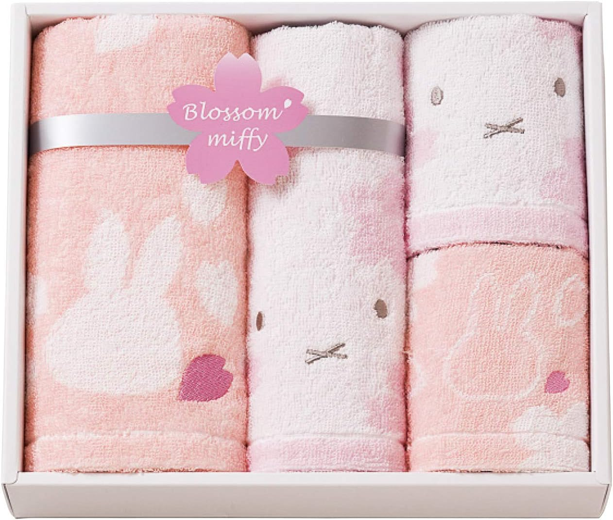 Nishikawa 228716882 Miffy Towel Gift Set, 8.7 X 9.8 X 2.4 Inches (22 X 25 X 6 Cm), Washable, 100% Cotton, Blossom Miffy, Made in Japan, Pink image number 1