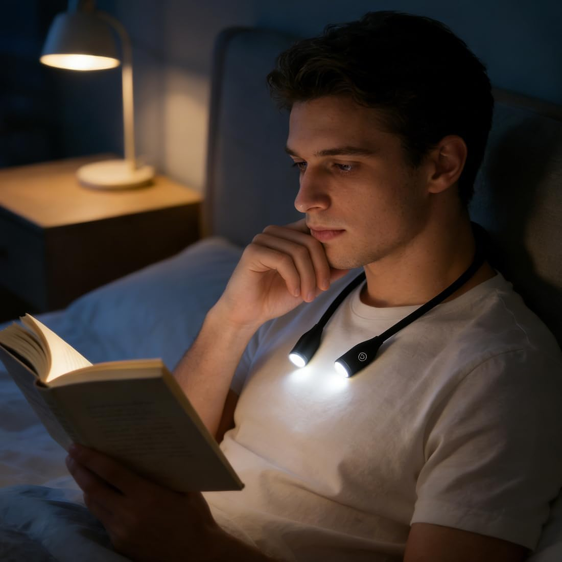 CEWROM Neck Reading Lamp Book LED Book Lamp Book Lamp Bed with 3 Colours Stepless Dimming Reading Lamp Adjustable Arm Ergonomic Reading Light for Reading in Bed/Knitting/Handmade (Black) image number 4