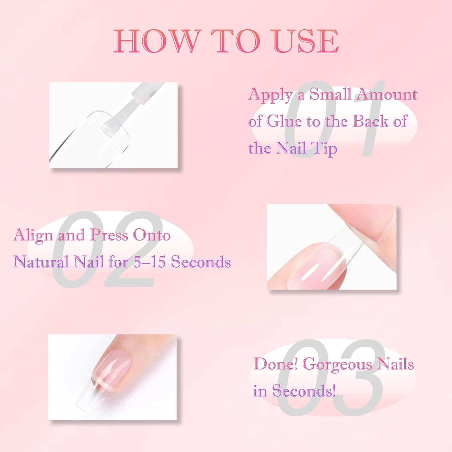 24Pcs Short Almond Press on Nails &ndash; Rough Gold Edge French Tip Fake Nails &ndash; 3D Stripes Acrylic Stick on with Accessory Tool Eco-Friendly ABS Resin Nude False for Women Full Kit