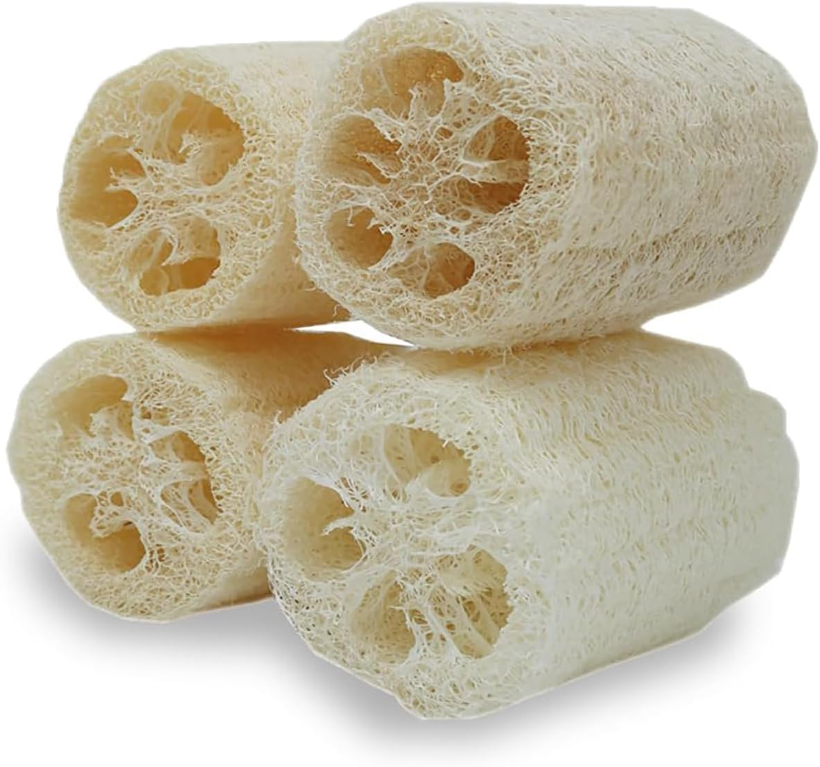 4-Inch Natural Loofah Sponge, Pack of 4 Plant-Based Body Scrubbers for Exfoliating Skin & Dishes image number 6