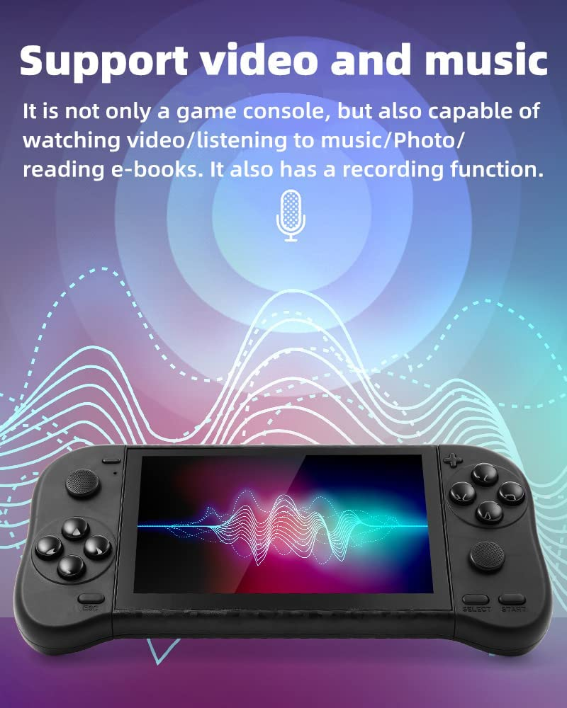 CZT 5.1 Inch Video Game Console Color Cool HD Handheld with 12000 Game Arcades/Cps/Md Multiple Simulators Video Music HDMI HD TV Output Nostalgic Gifts (Black) image number 4