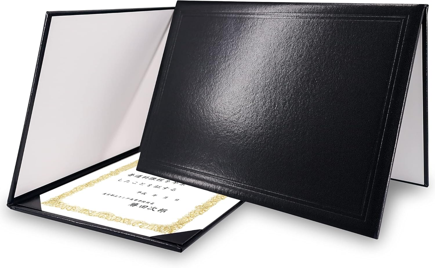 Graduationmall Diploma Cover Certificate Holder Graduation Covers for A4 Paper Classic Smooth Black 5Pcs