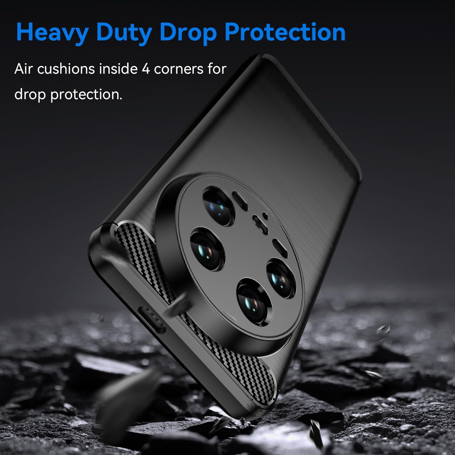 Wookfiss Case for Xiaomi 14 Ultra Carbon Fibre Material Design Silicone TPU Flexible Shockproof Protective Case Compatible with Xiaomi 14 Ultra Black