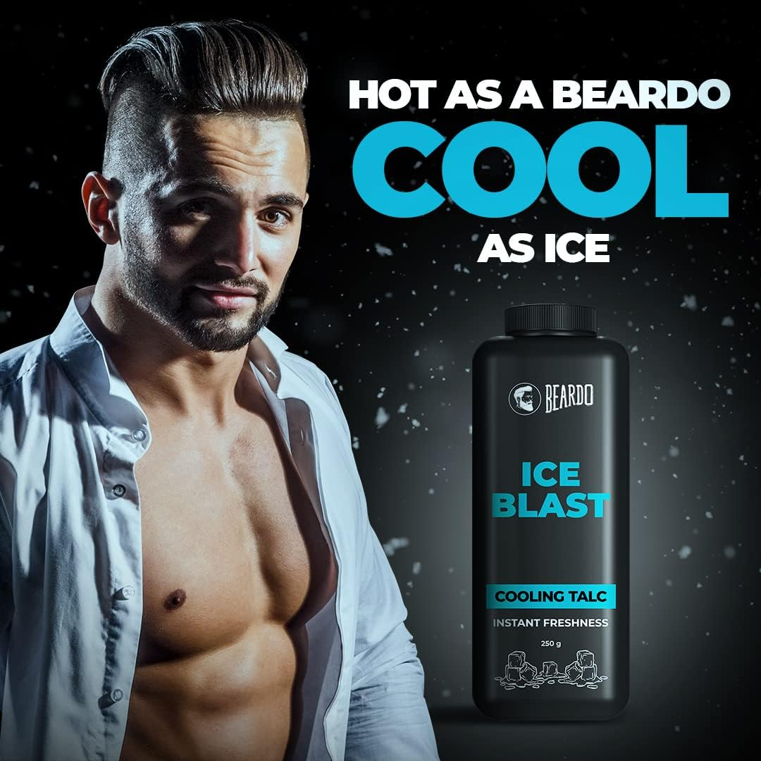 Beardo Ice Blast Cooling Talc, 250G | Menthol Talc for Men | INSTANT ICY Cool Freshness Talcum Powder image number 6