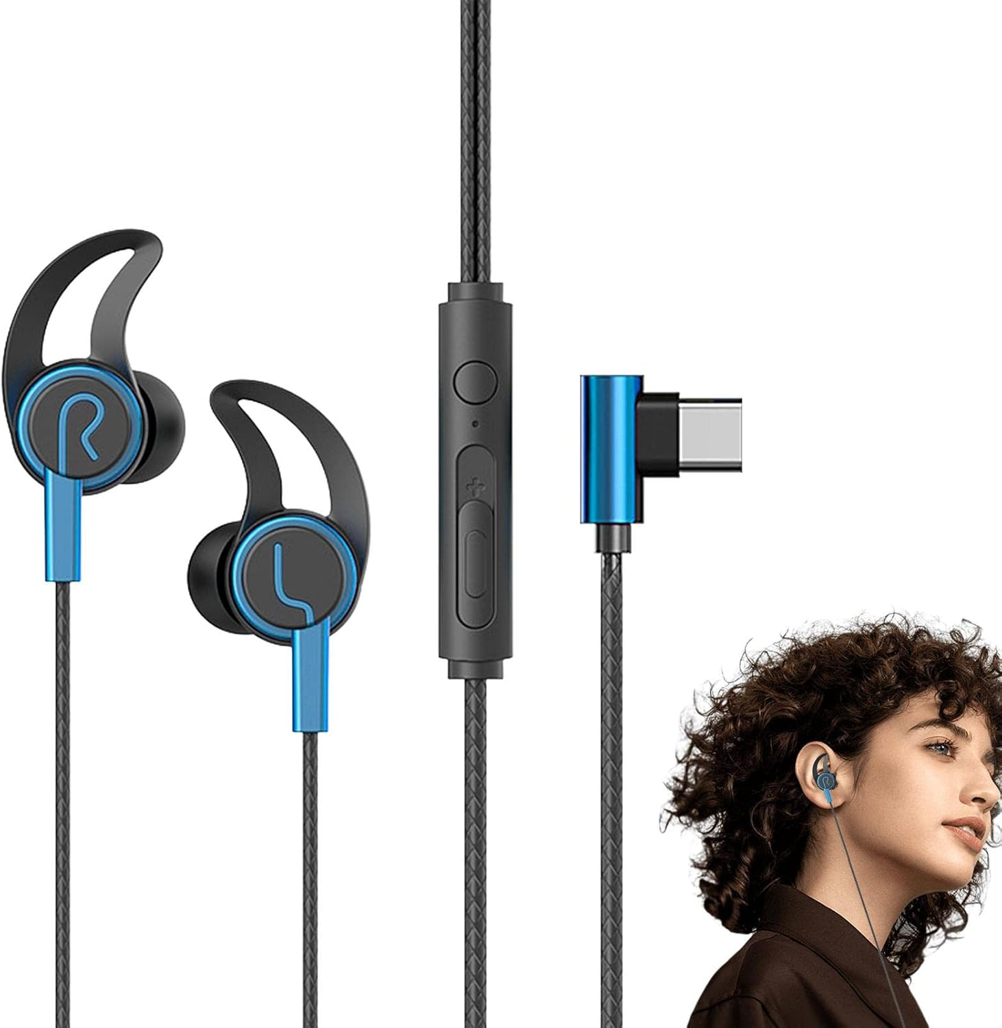 In Ear Game Headset, In-Ear Wired Game Ear Buds with Detachable Dual Microphone, Noise Reduction Mobile Game 3.5MM Jack