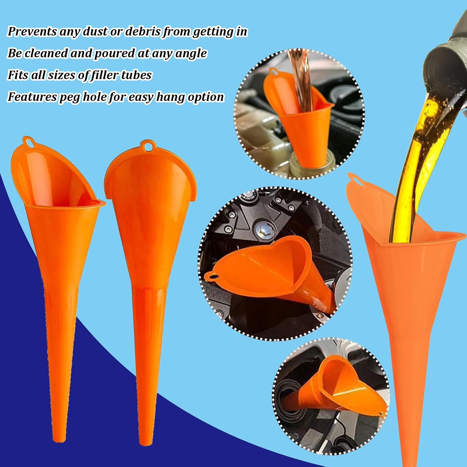 Xinghonyac 6 Pcs Car Funnel Set, Contains Flexible Hose Oil Funnel with Wide Mouth Oil Funnel for Cars Motorcycles Engine Gas Oils Water Diesel Fuel Kerosene and Other Liquids image number 6