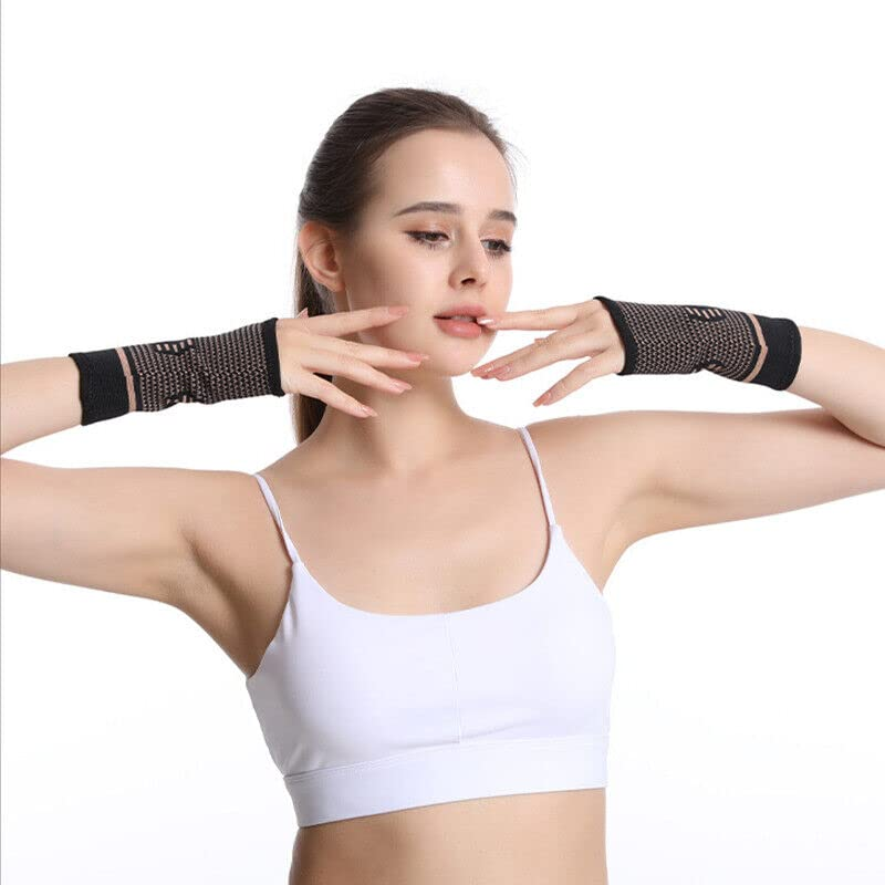 AIMALL Copper Wrist & Hand Compression Sleeve Support Arthritis Gloves Hand Palm Brace for Carpal Tunnel, Sports, Work - Breathable, Anti-Microbial, Adjustable Fit - Size S (6.3-7.5 Inches) image number 1