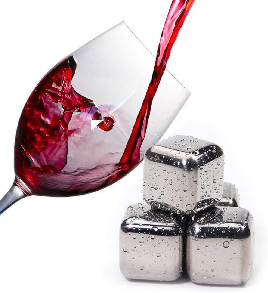 Whiskey Stones - 8 Pcs Stainless Steel Ice Cubes - Reusable Whisky Chilling Rocks Metal Ice with Tongs and Freezer Storage Tray for Beer Wine Cooler image number 1