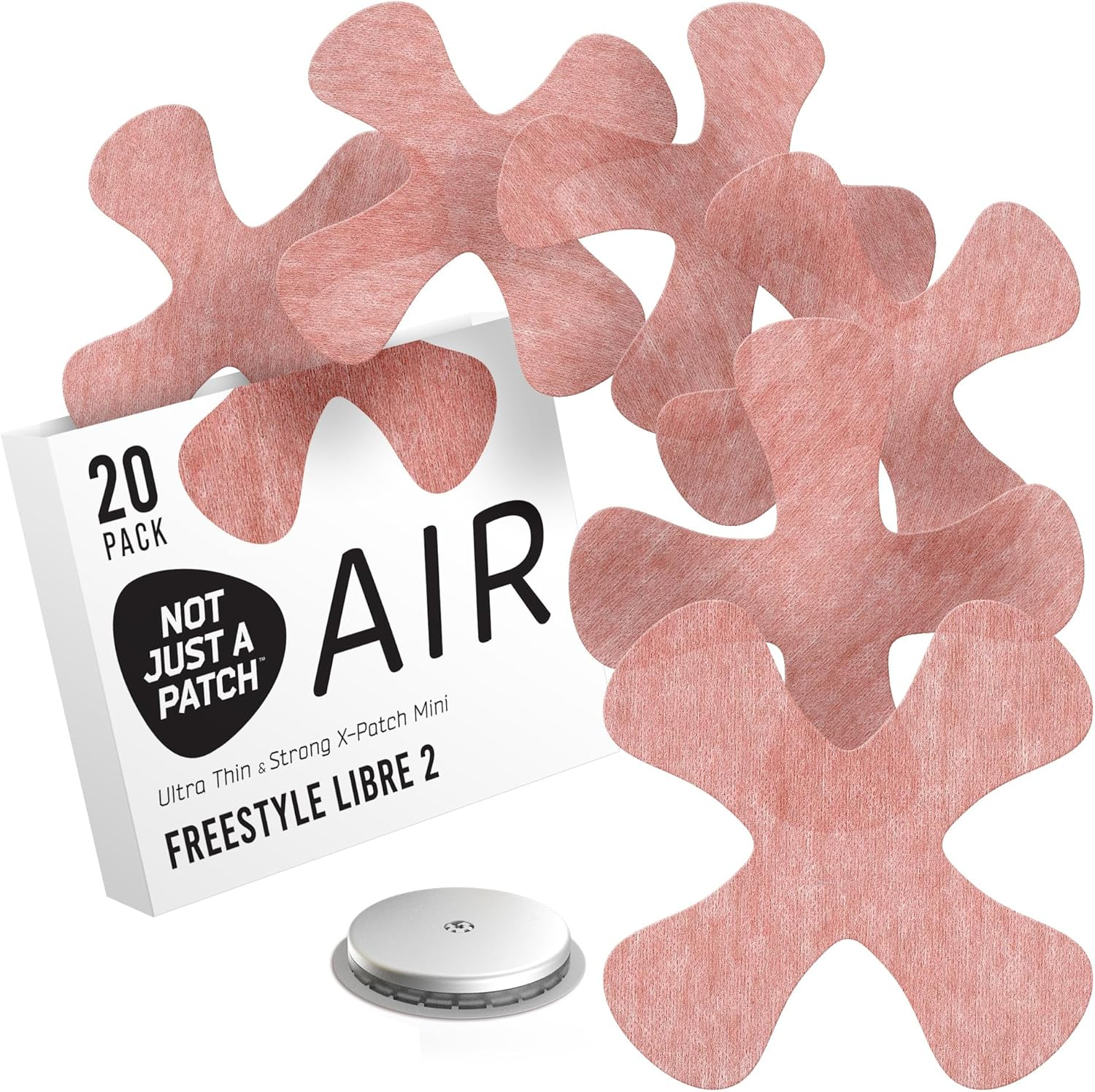 Not Just a Patch Freestyle Libre 2 Covers (20 Pack) - Thin, Strong and Light, Ultra-Long 14 Day Adhesion - Durable Lingo CGM & Libre 2 Sensor & Protector Patches - Air X-Mini Beige