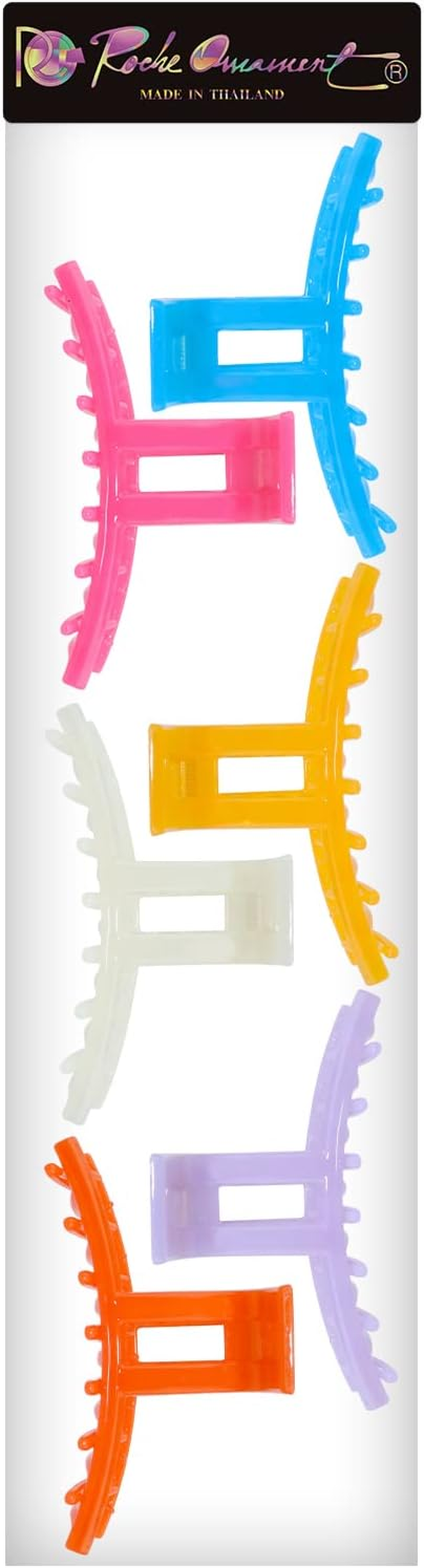 RC ROCHE ORNAMENT 6 Pcs Womens Strong Hold Claw Thick Hair Clip No Slip Grip Strong Spring Teeth Claw Jaw Clamp Beauty Fashion Girls Ladies Classic Plastic Accessory Clips, Small Jelly Sweet Multicolor