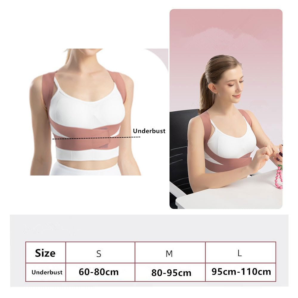 Posture Corrector for Men & Women,Adjustable Posture Correctorfor Pain Relief from Bad Posture,Slumping,Targets Upper Back,Shoulders,Neck,Clavicle,Pink,Small image number 6