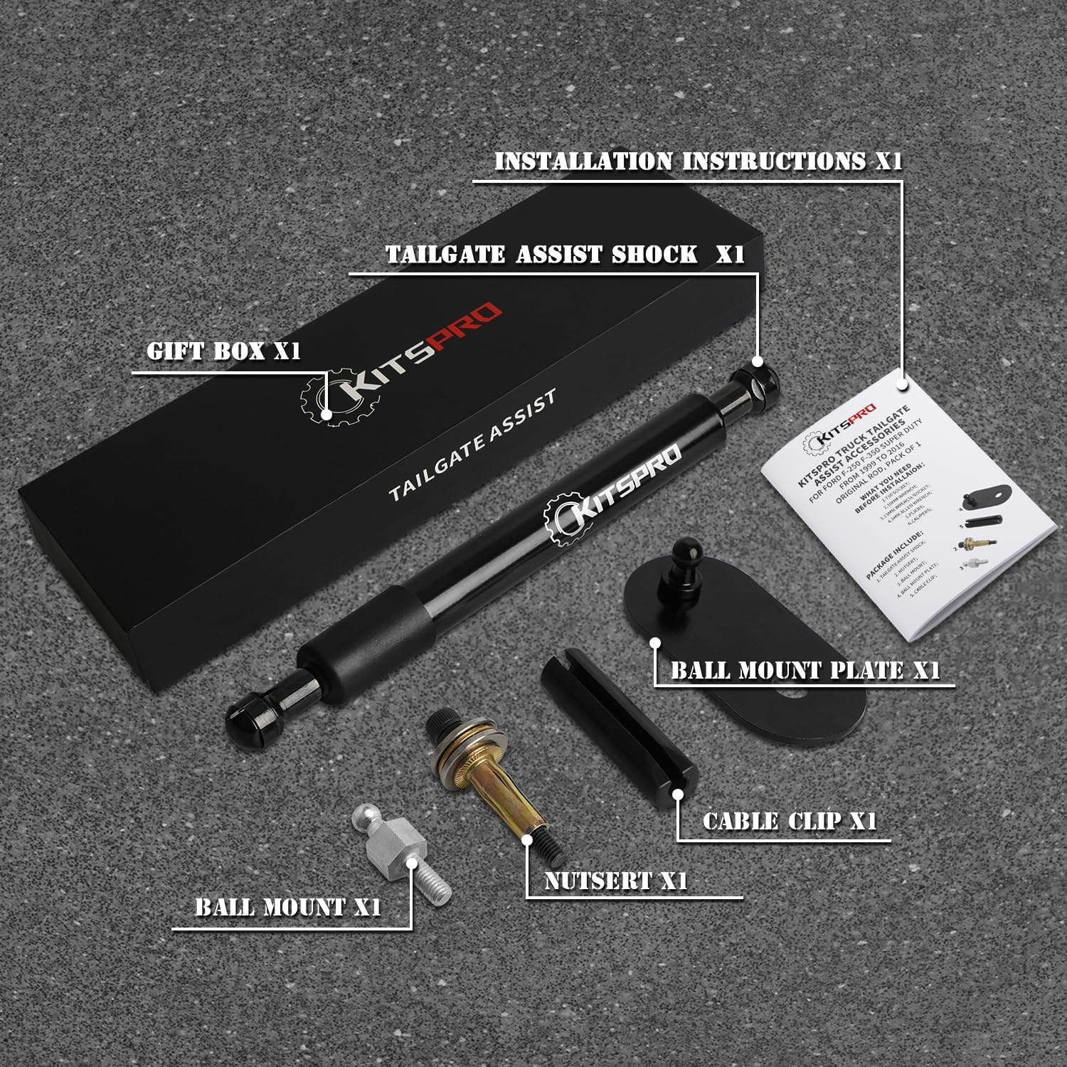 Kitspro Truck Tailgate Assist Accessories for Ford F-250 F-350 Super Duty from 1999 to 2016, Original Rod, Pack of 1 image number 3