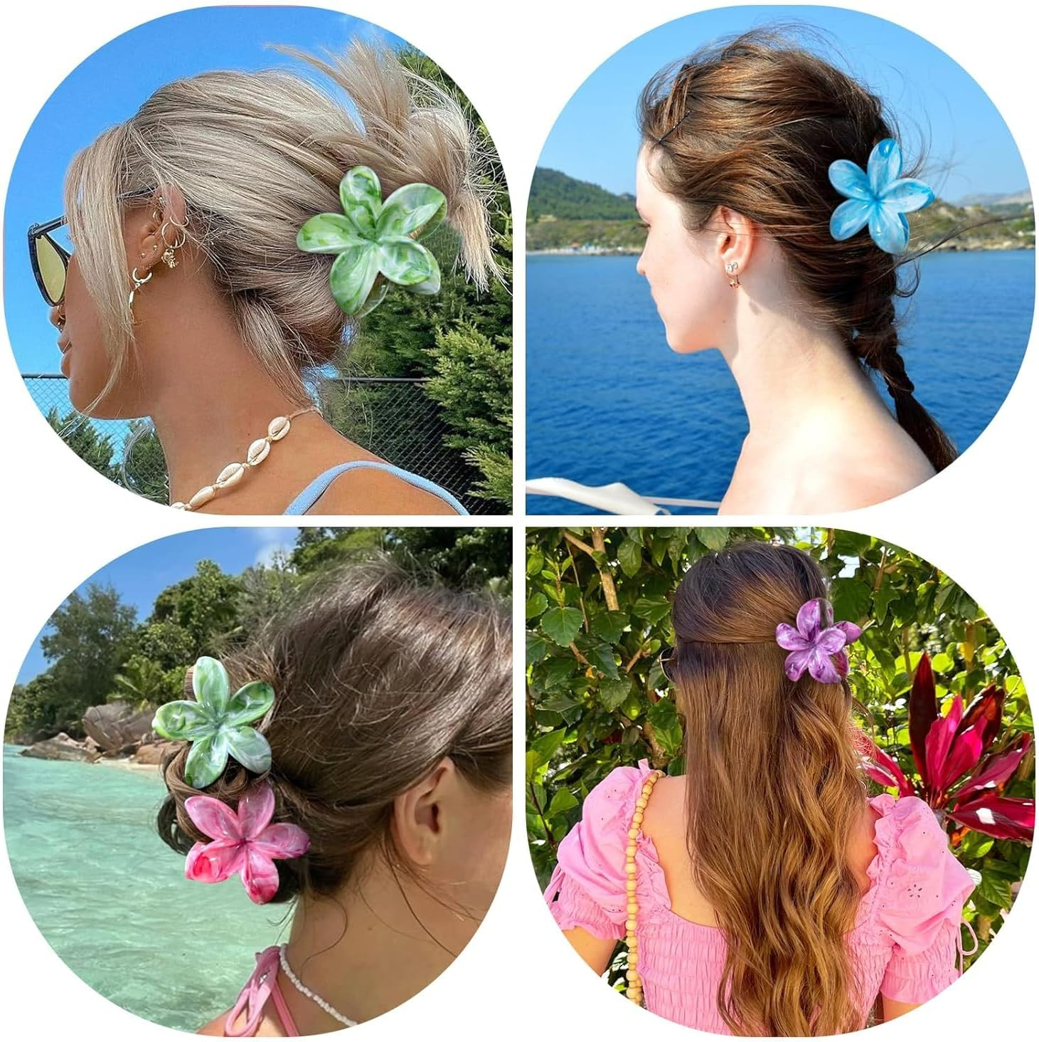 6Pcs Hawaiian Plumeria Flower Hair Claws,Hawaiian Flower Hair Clips Large Plumeria Claw Clips,Hawaiian Flower Hair Clip Plumeria Hair Claw Clips,Hawaiian Flower Hair Claw Clip Plumeria Claw Clips image number 2