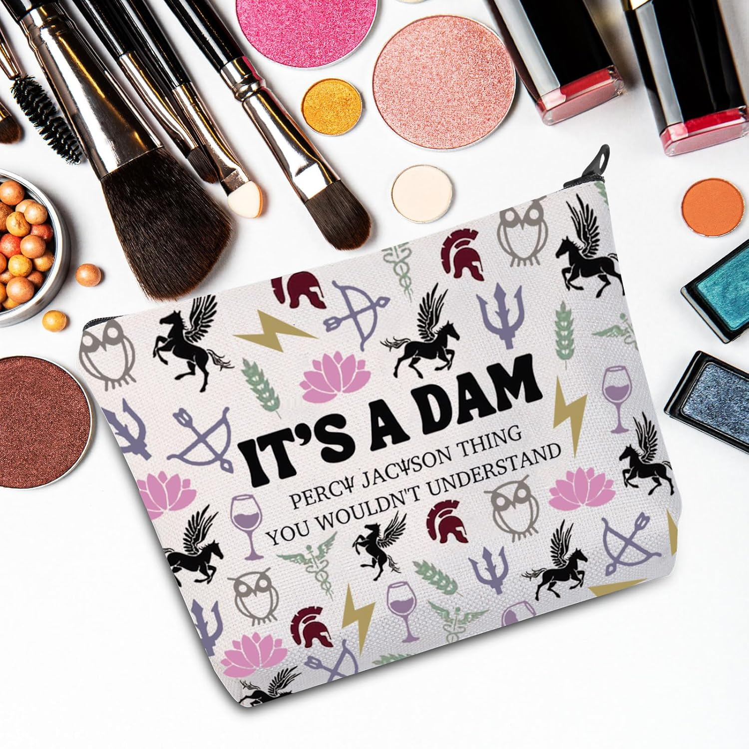 JNIAP Camp Blood Makeup Bag Camp Jupiter Gift 13 Cabins Gift I'D Rather Be in Camp Blood Zipper Pouch, It'S a DAM - Dam Tote image number 4