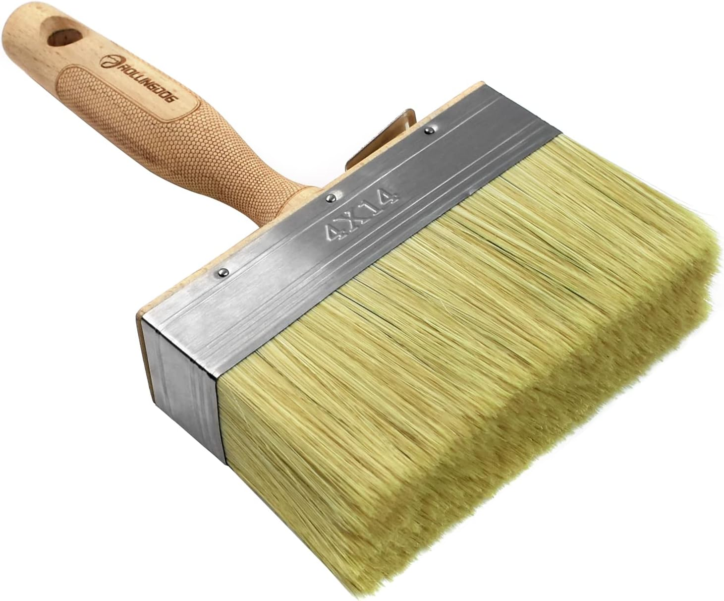 ROLLINGDOG Deck Stain Brush Applicator - Limewash Brush Wood Handle Large Deck Stain Brush for Wall, Wood, Fence, Floor Painting(5.5 Inch)