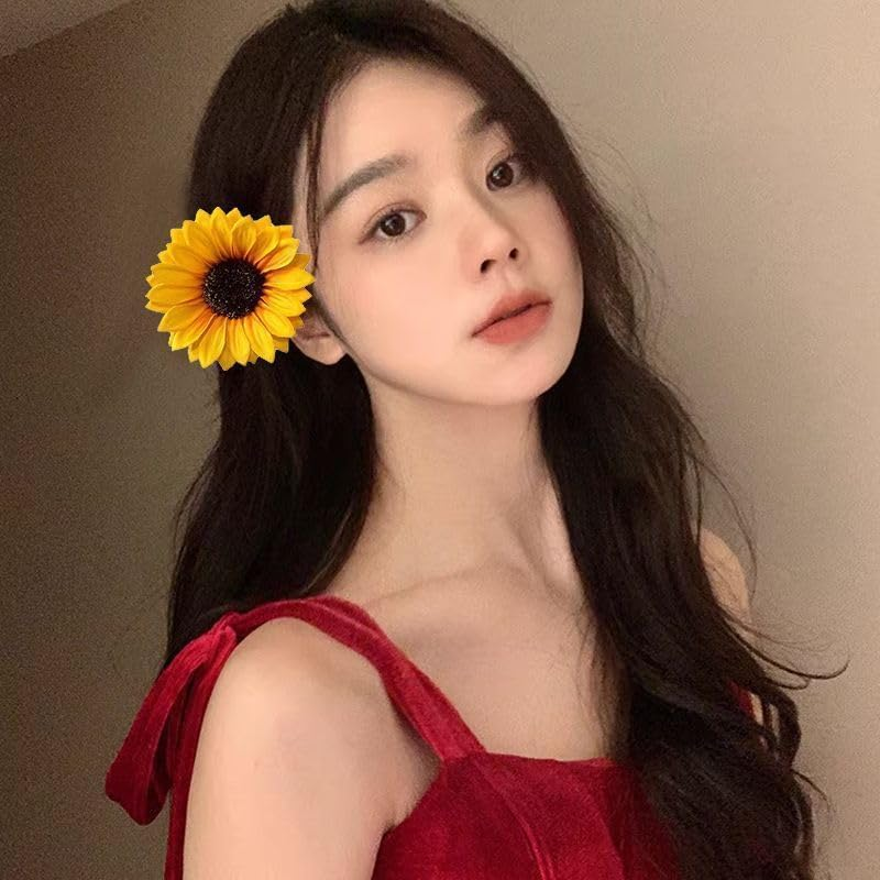 2 Yellow Sunflower Hair Clips Flower Hair Clips Beach Holiday Accessories Sunflower Hair Pins Clips and Hair Clips image number 6