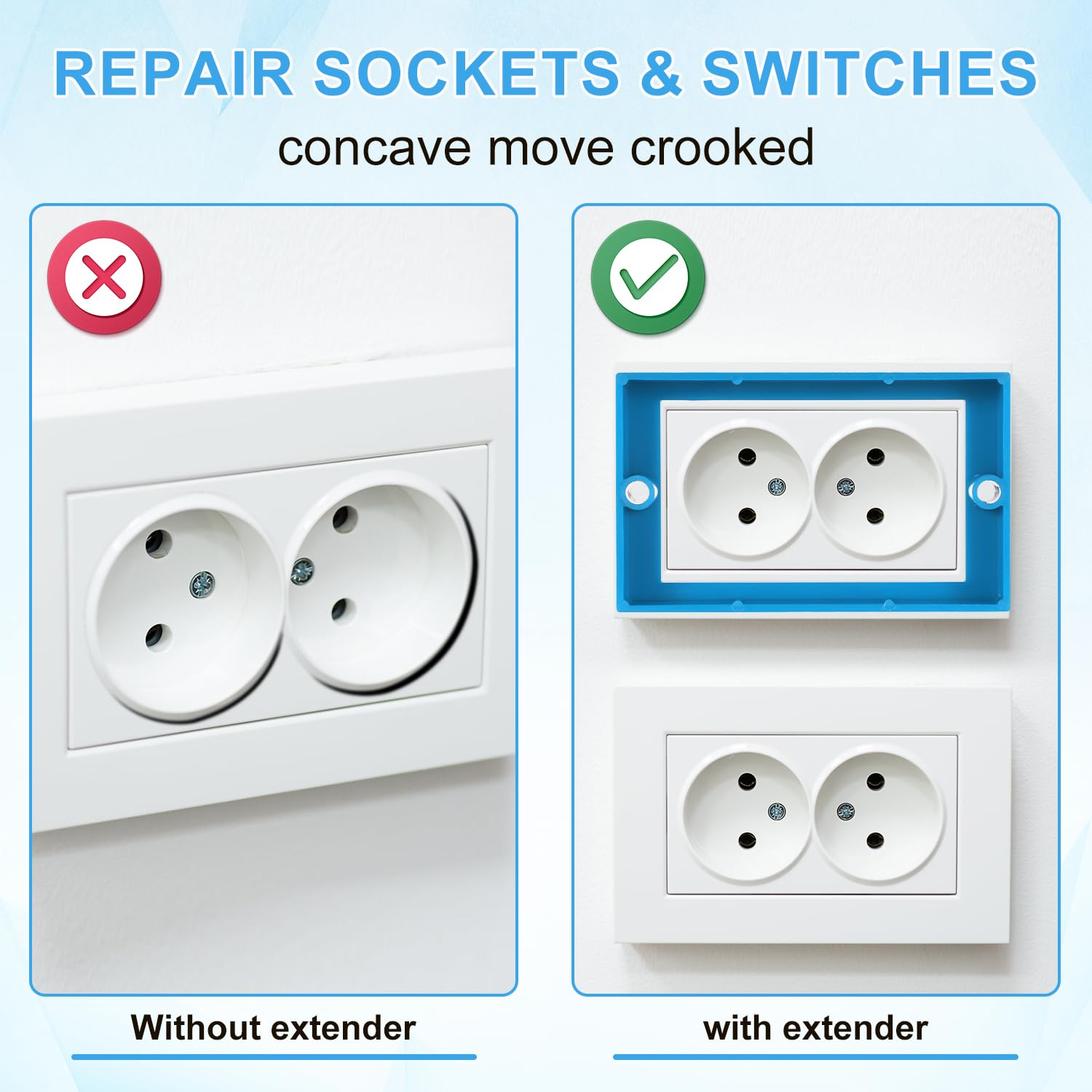 3 Pieces Electrical Box Extender Single Gang 1/2" Electrical Box Extender Junction Box Extender for Electrical Box and Electrical Outlet Switches (Blue) image number 4