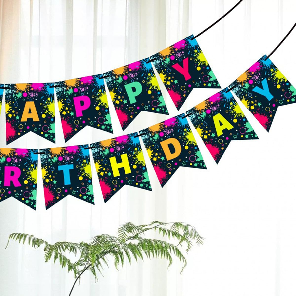 Colorful Graffiti Paint Birthday Flag, Children'S Birthday Party Banner Decorations Reusable Party Decorations image number 6