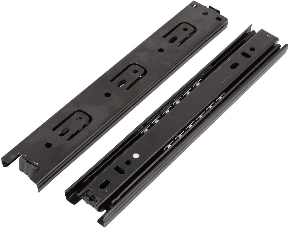 Aexit Furniture (Home Hardware) Drawer Telescopic 3-Fold Sliding Rails Slides Black 9" (14Ry794Qf81) Length 2Pcs