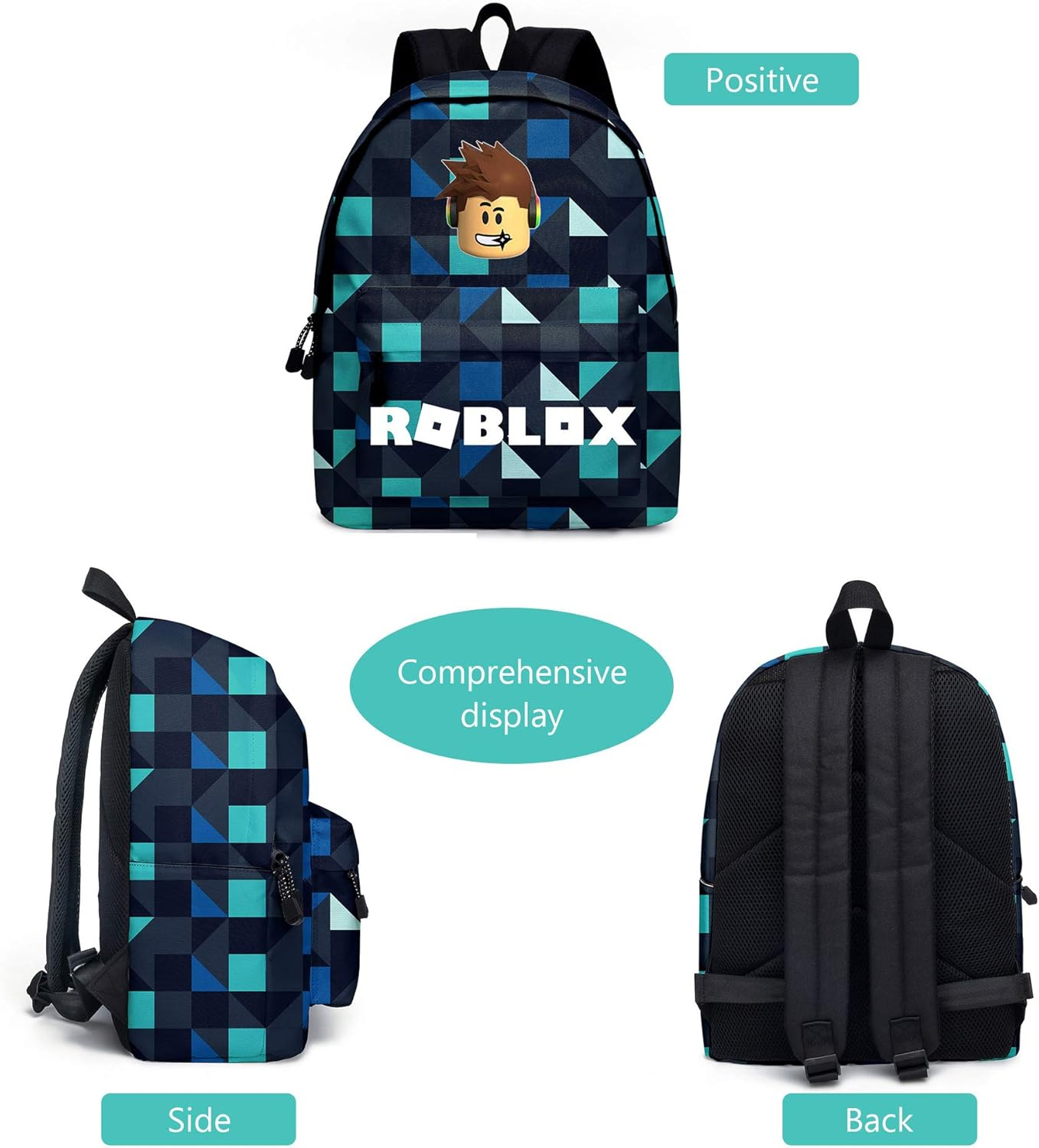 GDFENDU 2Pcs Anime Game Backpack with Keychain,16In Cute 3D Printed High Capacity Schoolbag Boy and Girl Schoolbag. - A image number 5