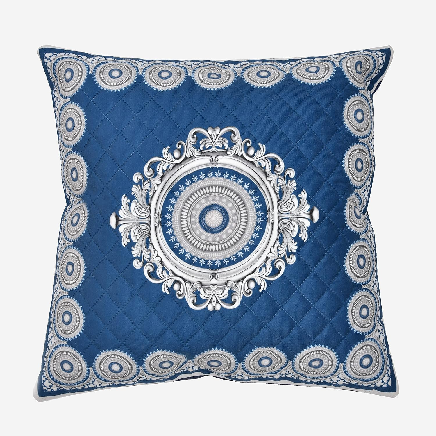 Flying Trade Indian Ethnic Bohemian Set of 5 Decorative White Base Colorful Square for Sofa Set Home Decorative Design Boho Throw Pillow Case Cotton Cushion Cover (Quilted Cotton, 16X16) image number 6