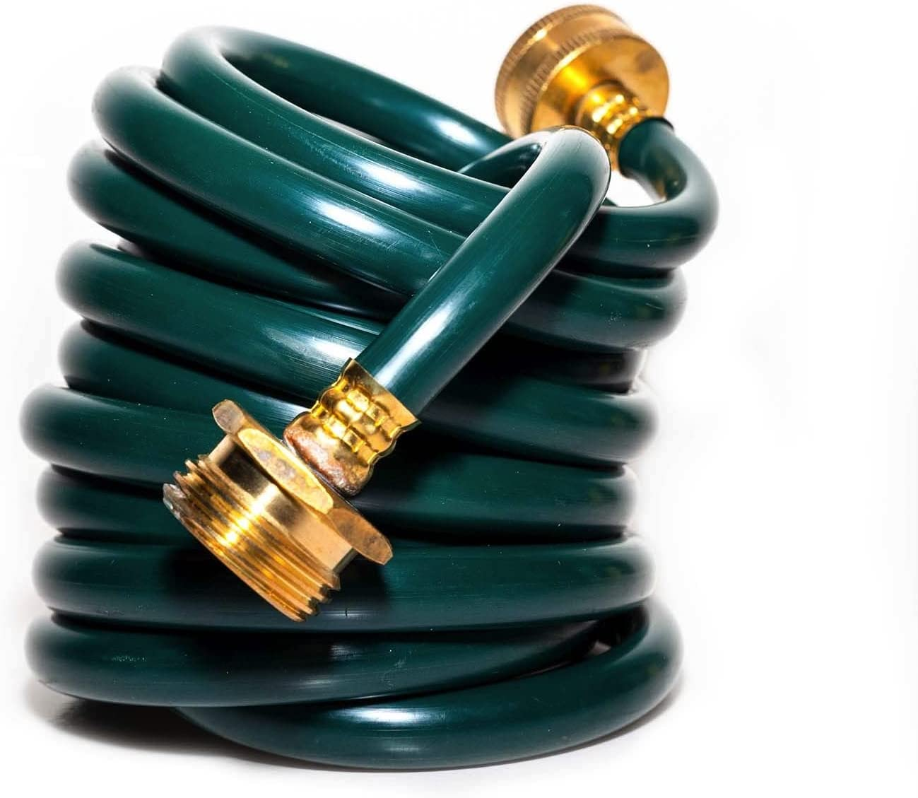 Lightweight EVA Recoil Garden Hose: Retractable Coil Water Hoses with 3/4" GHT Solid Brass Fittings - Corrosion Resistant for Outdoor Lawn Boat (10FT, Green)