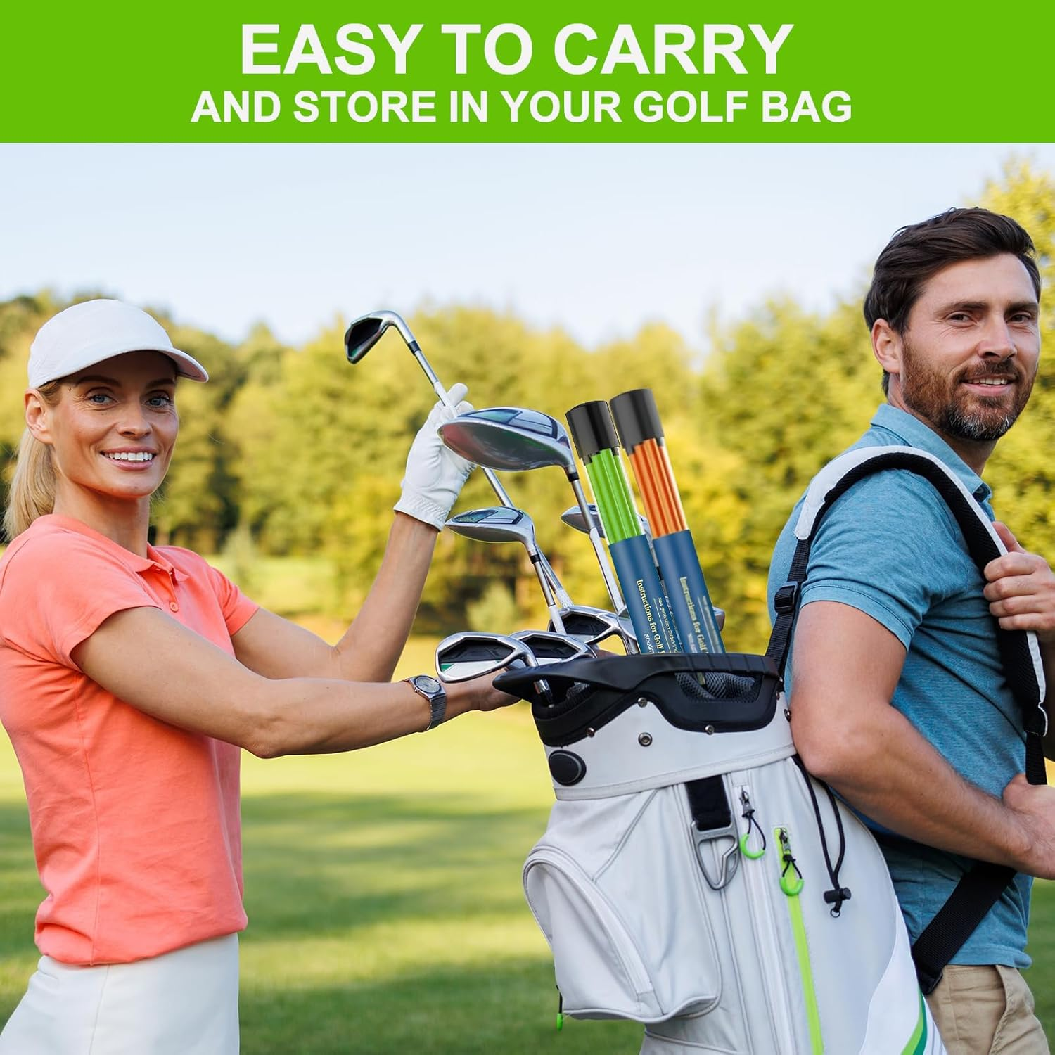 4 Pack Golf Alignment Sticks, 122CM Professional Golf Training Aid for Aiming Practice, Swing Trainer, Putting, Collapsible Golf Practice Sticks with Clear Tube Sleeve for Easy Carrying image number 3