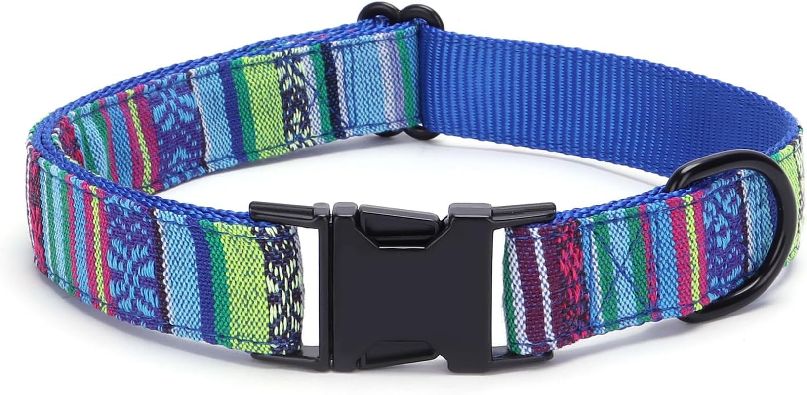 Haoyueer Multi-Colored Stripe Dog Collar, Soft Adjustable Dog Collars with Metal Buckle for Small Medium Large Dogs, Perfect Pet Collar Gift (M, Red)