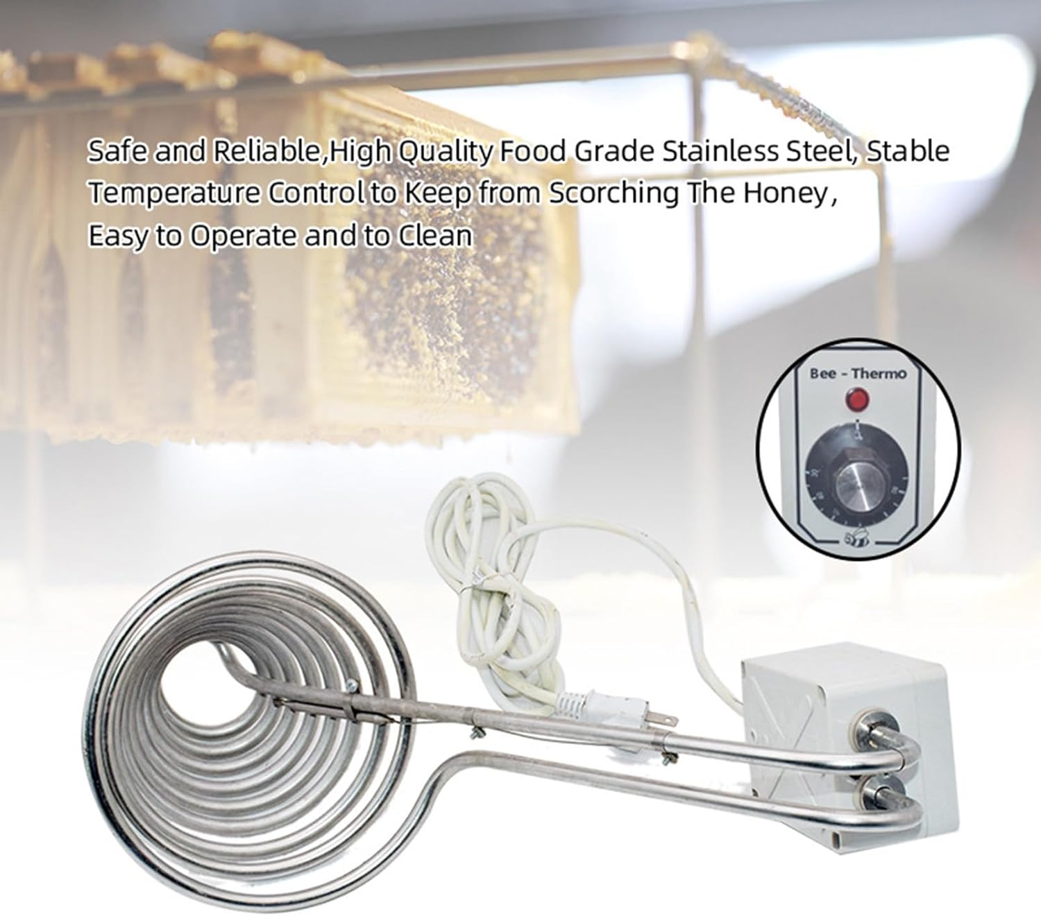 Heating Circle Honey Melter, Stainless Steel Honey Filter Heater Honey Extractor with Temperature-Adjustable Beekeeping Equipment for Beekeeper image number 4